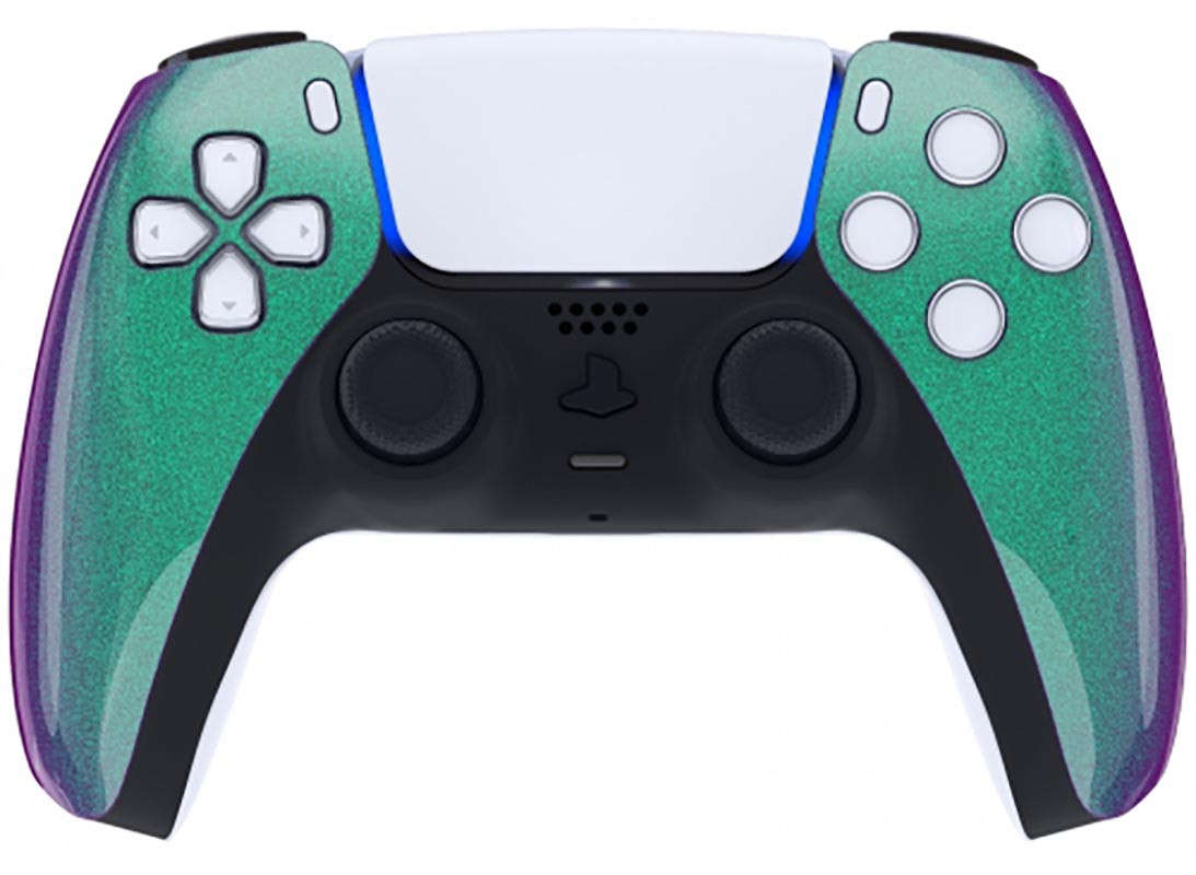 PS5 Dualsense Controller Front Shell With Touchpad Gloss Chameleon Green Purple