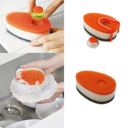Scouring Sponge With Soap-Dispensing Capsule, Pack Of 3