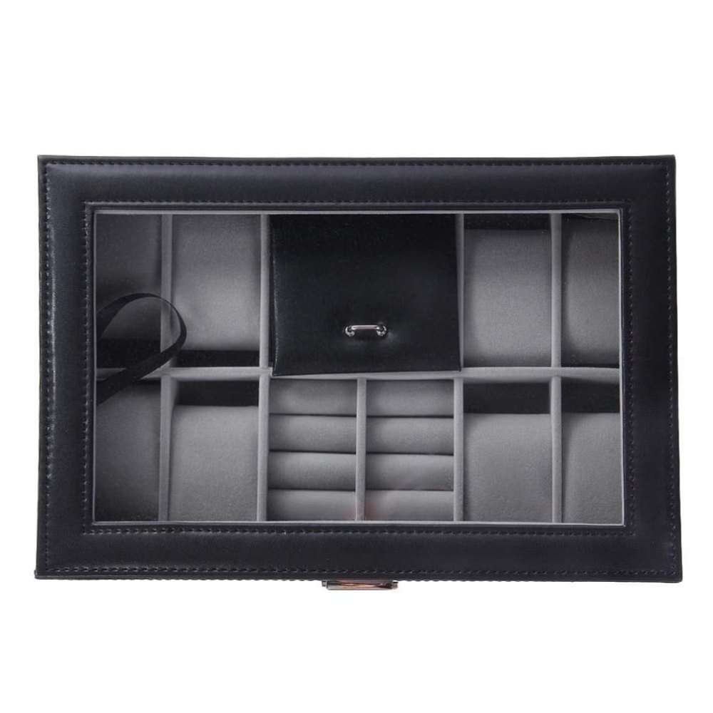 8 Watch Slot And 2 Ring Men''s/Women''s Leather Watch Box Organizer Case