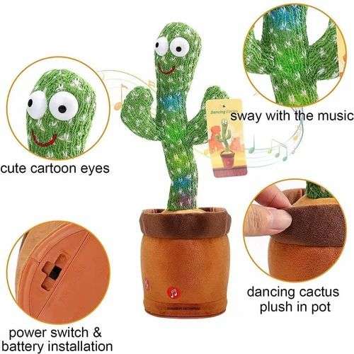 Dancing Cactus Baby Mimicking Recording Music Light Up Baby Interactive Toy (Battery)