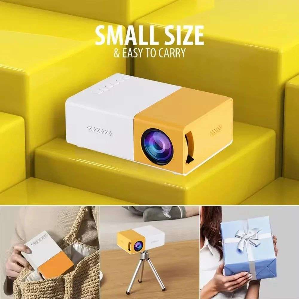 Full HD Portable Mini LED Multimedia Projector -YG-300 - Yellow