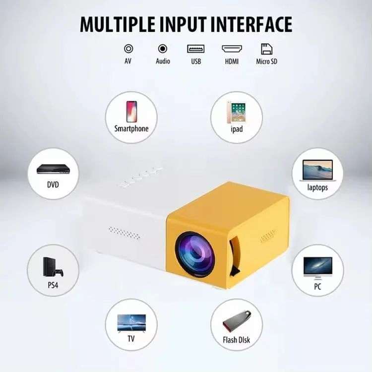 Full HD Portable Mini LED Multimedia Projector -YG-300 - Yellow