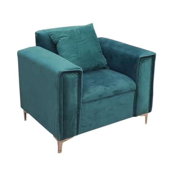 Green Chair - Velvet - With arms - Cushion included
