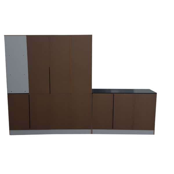 Set of Red Kitchen Cupboards - Assembled - 2.2m width - Black top
