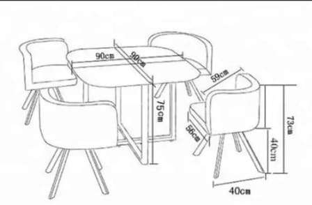 Dining Table And Chairs - 5 Pieces - Marble tabletop
