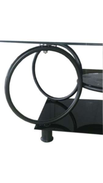 Modern glass coffee table - Raised black glass base