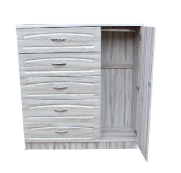 Grey Chest Of Drawers - Drawers and 1 door hanging - Assembled