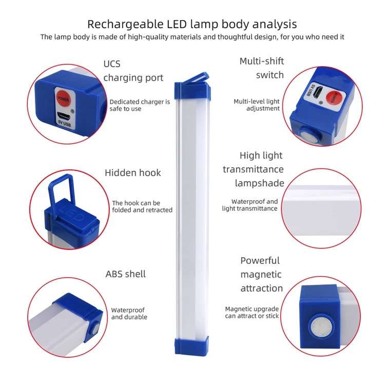 Rechargeable LED Lights Loadshedding Tube Light 32cm