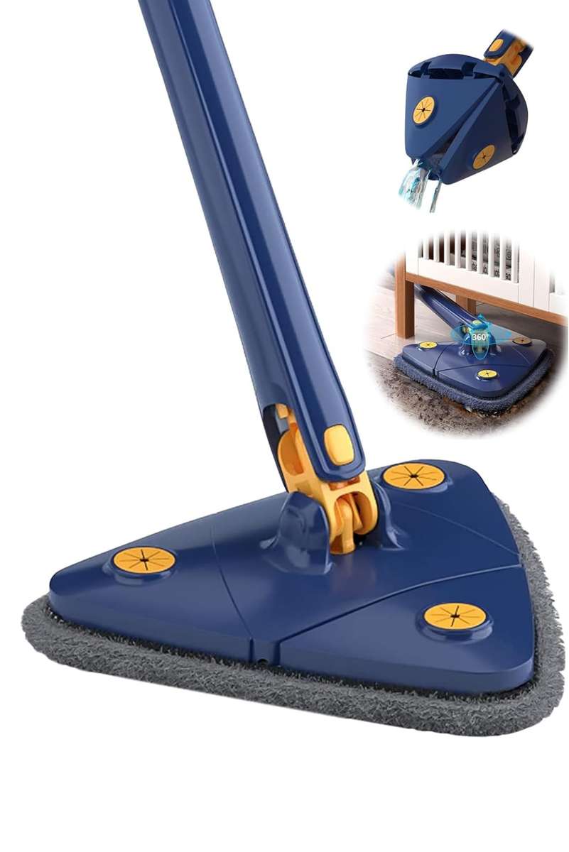 Rotatable Adjustable Triangle Cleaning Mop, 360° Microfiber Mop