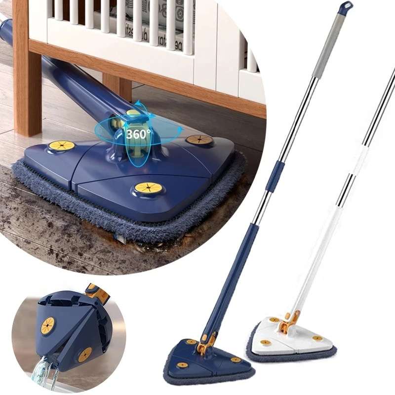 Rotatable Adjustable Triangle Cleaning Mop, 360° Microfiber Mop