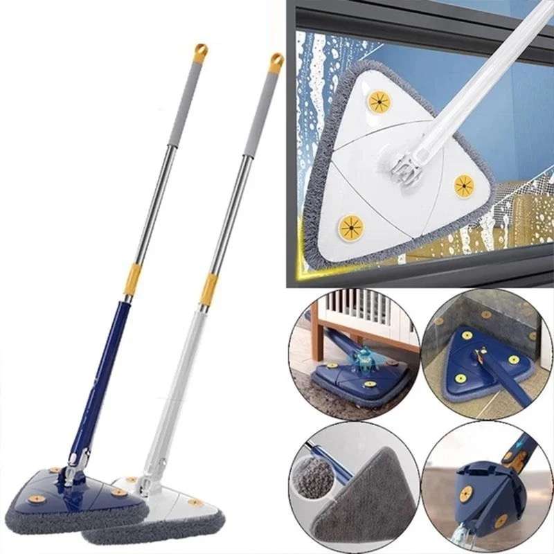 Rotatable Adjustable Triangle Cleaning Mop, 360° Microfiber Mop