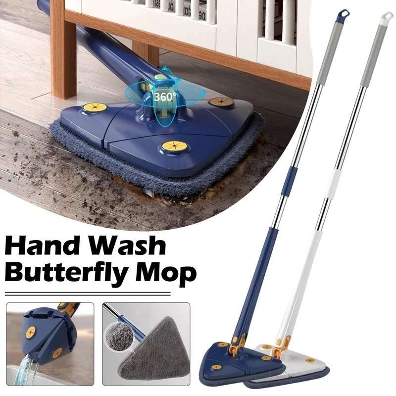 Rotatable Adjustable Triangle Cleaning Mop, 360° Microfiber Mop