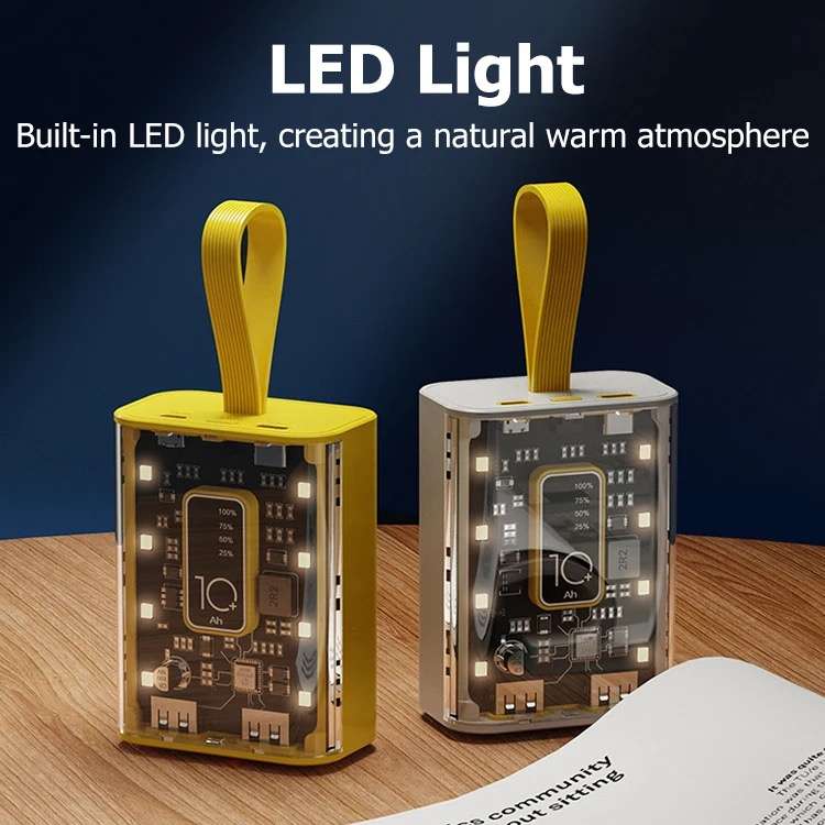 10000mAh Transparent Power Bank With LED