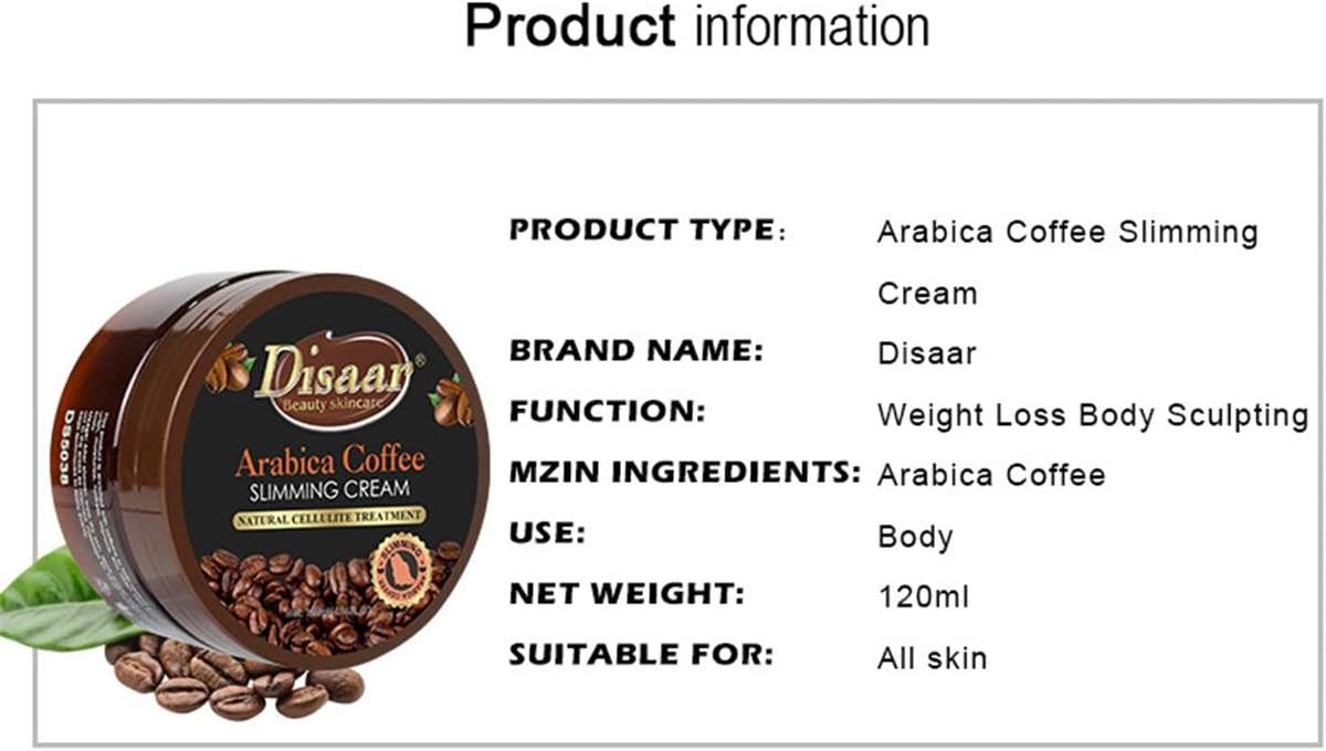 Arabica Coffee Slimming Cream Cellulite Treatment Weight Loss Burner 120ml