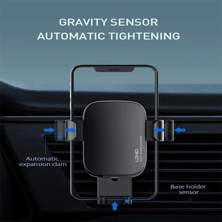 Gravity Car Phone Holder with Air Vent Clip Auto-Lock Mechanism MG10