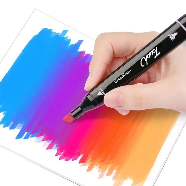 Dual Tip Head Colouring Marker Pen Set With Carry Bag 80s