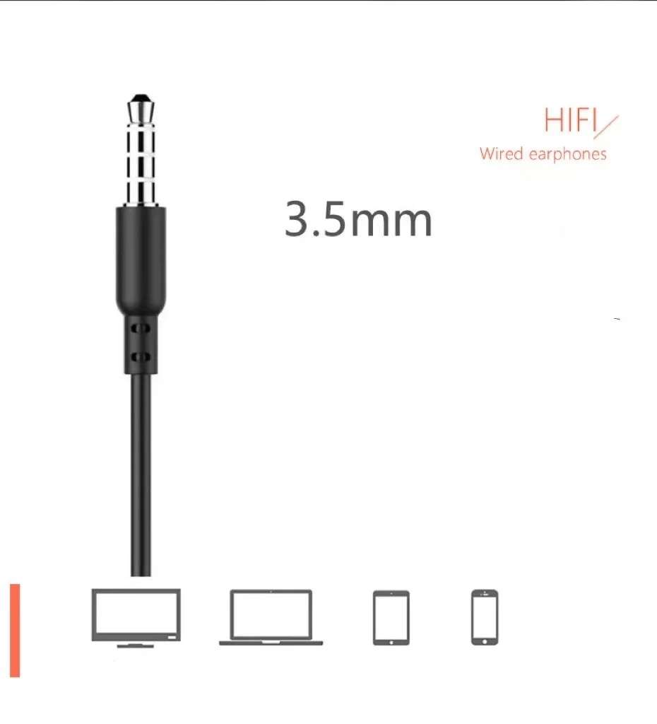 Ear Wired Earphone with Mic Earbuds Headset