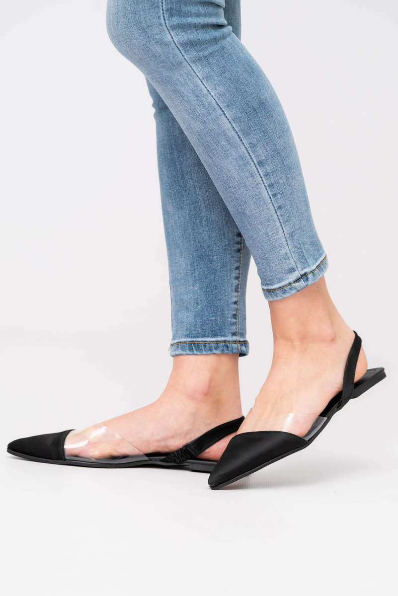 Slingback Black Flat Sandals