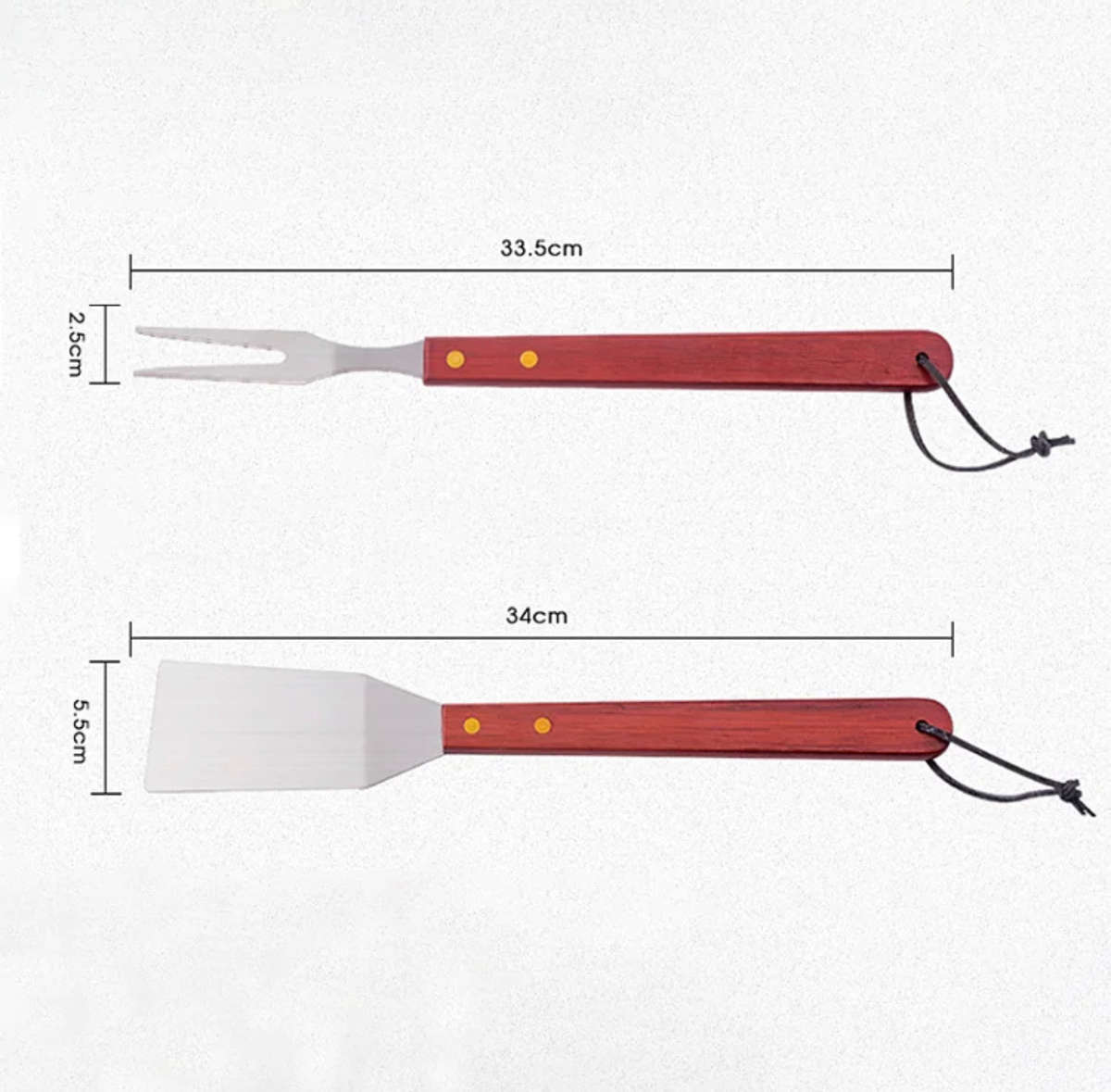 BBQ Grill Tools Set Braai Tools, 3 Piece Stainless Steel For Camping & Outdoor