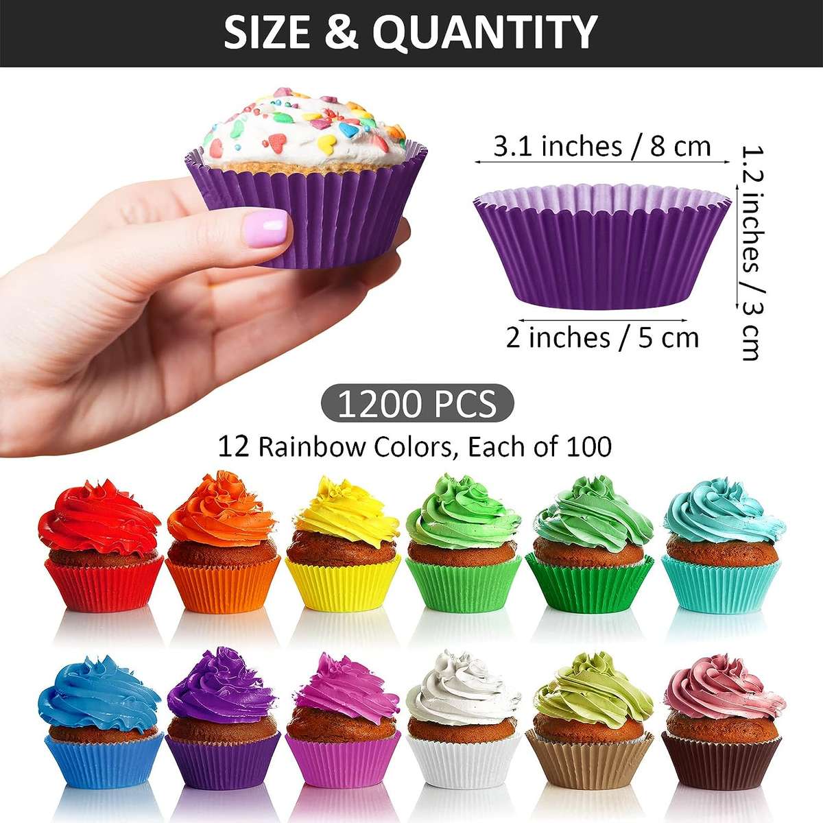 Muffin Cupcake Baking Cups Paper 1200 Cups Colour Pack