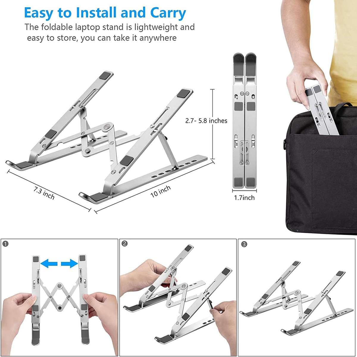 Adjustable Foldable Aluminium Laptop Stand Holder