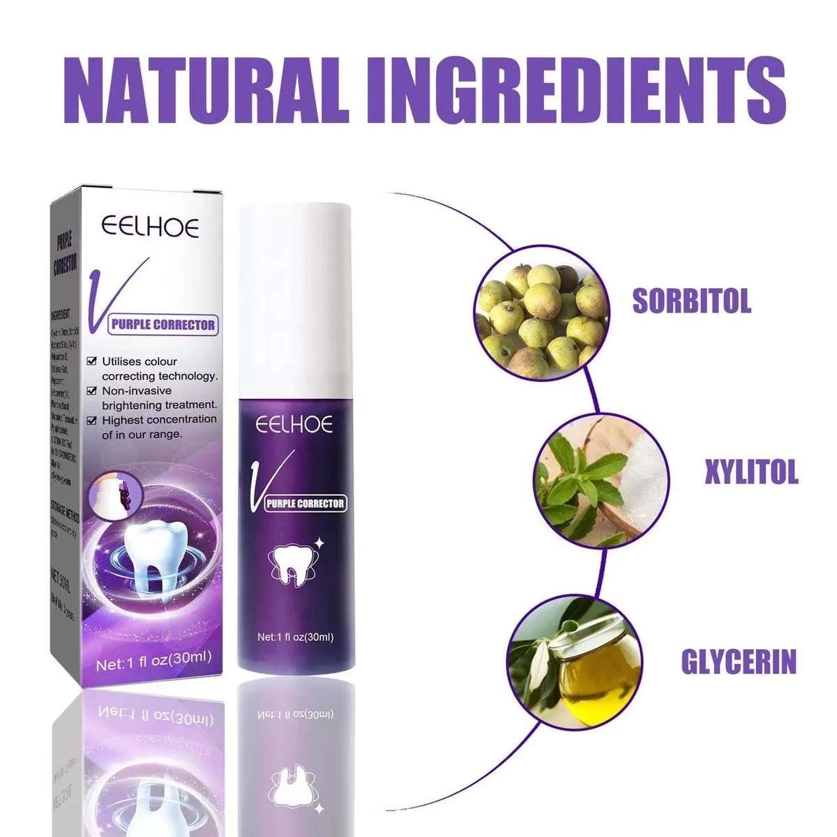 V34 Purple Corrector Teeth Whitening Toothpaste Stain Remover 30ml PROMO-2-FOR-1