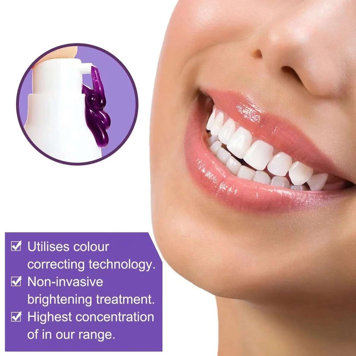 V34 Purple Corrector Teeth Whitening Toothpaste Stain Remover 30ml PROMO-2-FOR-1