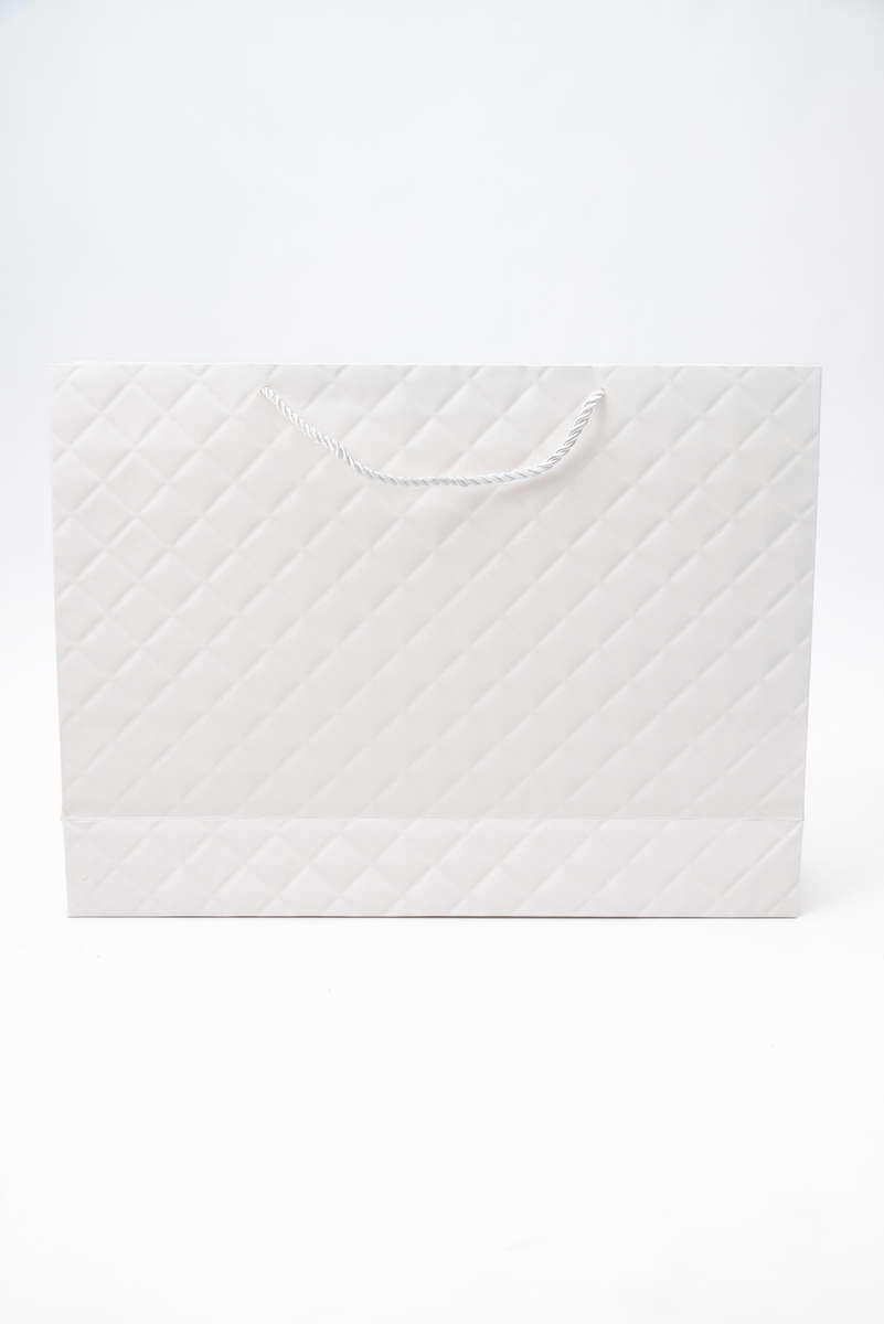 Senza Luxury Gift Bag Embossed With Handles White & Gold 420mm X 310mm
