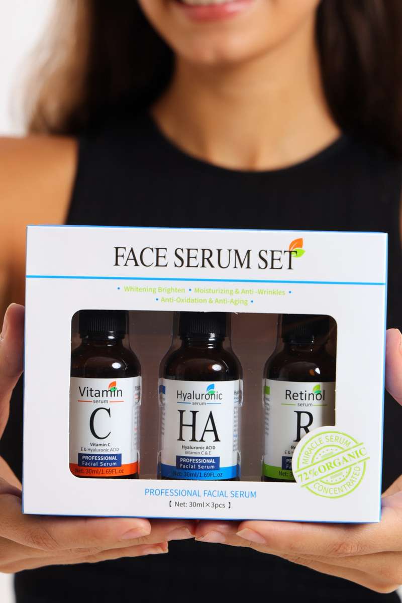 Vitamin C, Retinol and Hyaluronic Acid Serum Set - Complete Skincare Solution