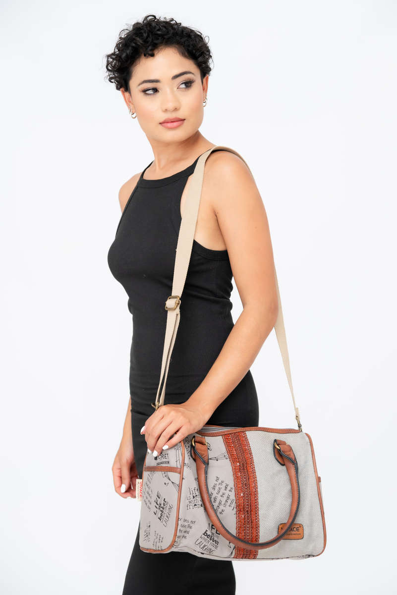 Vivace Canvas Leather Crossbody Sling Handbag