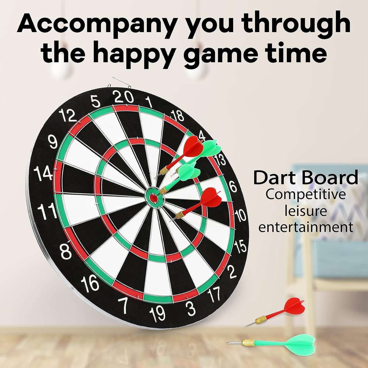 Dart Board Set,Double-Sided 17 Inch With 6 Steel-Plastic Darts