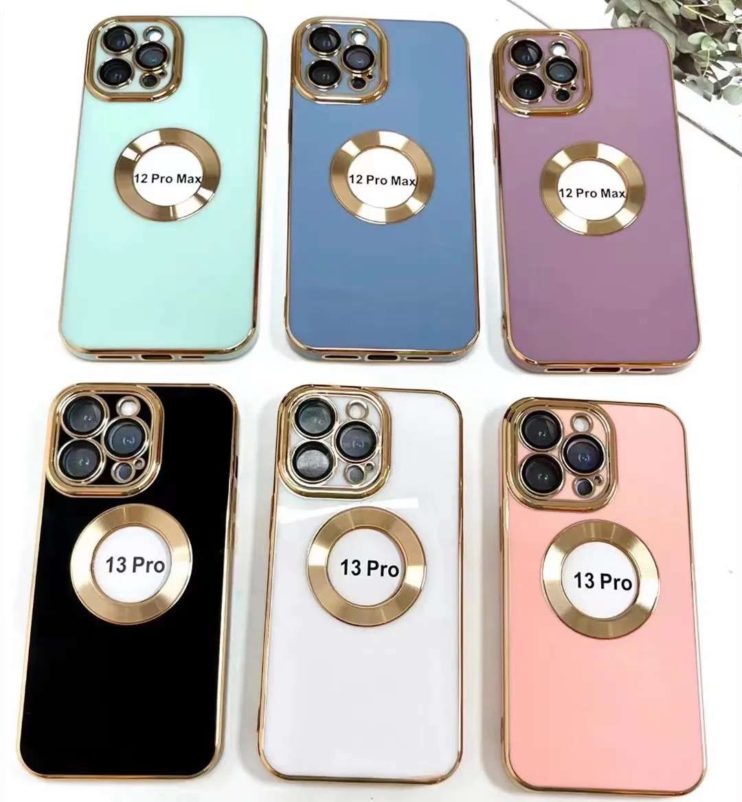 Luxury Silicone Electroplate CD Pattern Gold Embossed Case For iPhone MagSafe-Compatible 14 Pro M...