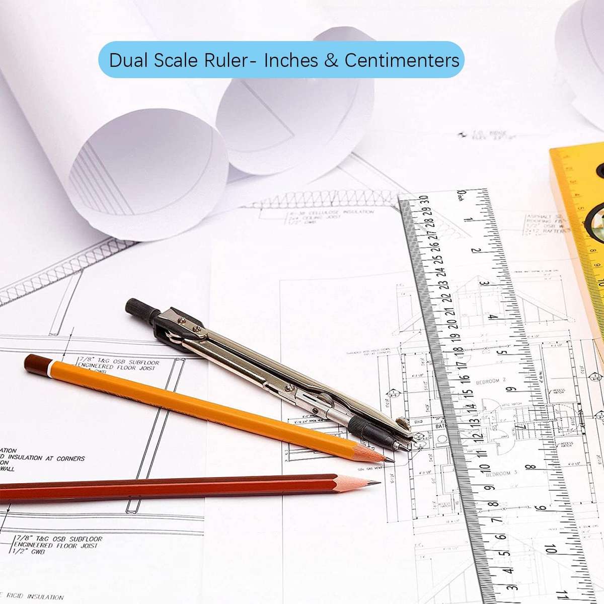 Senza 30cm Clear & Transparent 30cm Ruler For School