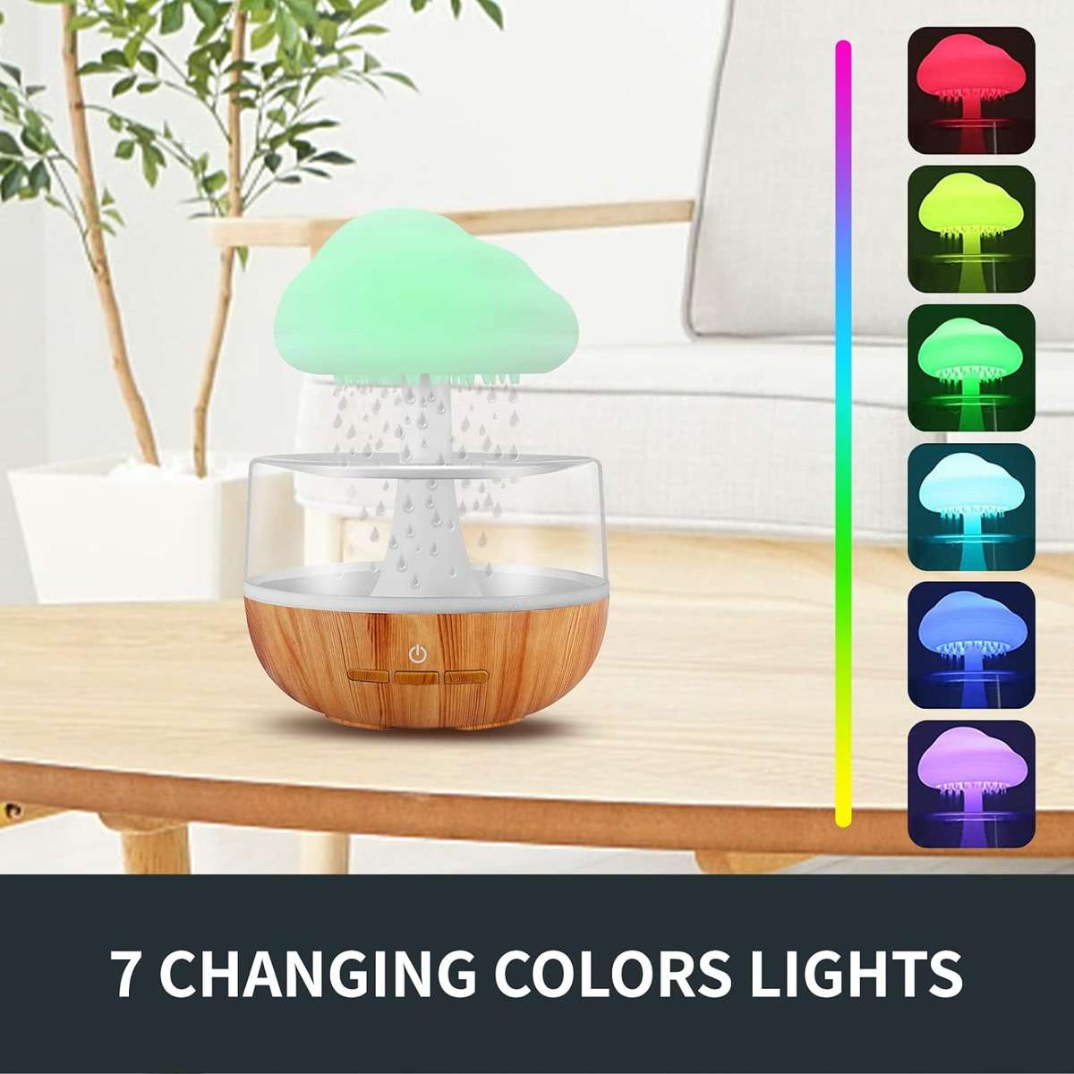 Rain Cloud Humidifier Water Drip 400 ml, Essential Oil Diffuser with 7 Colours LED