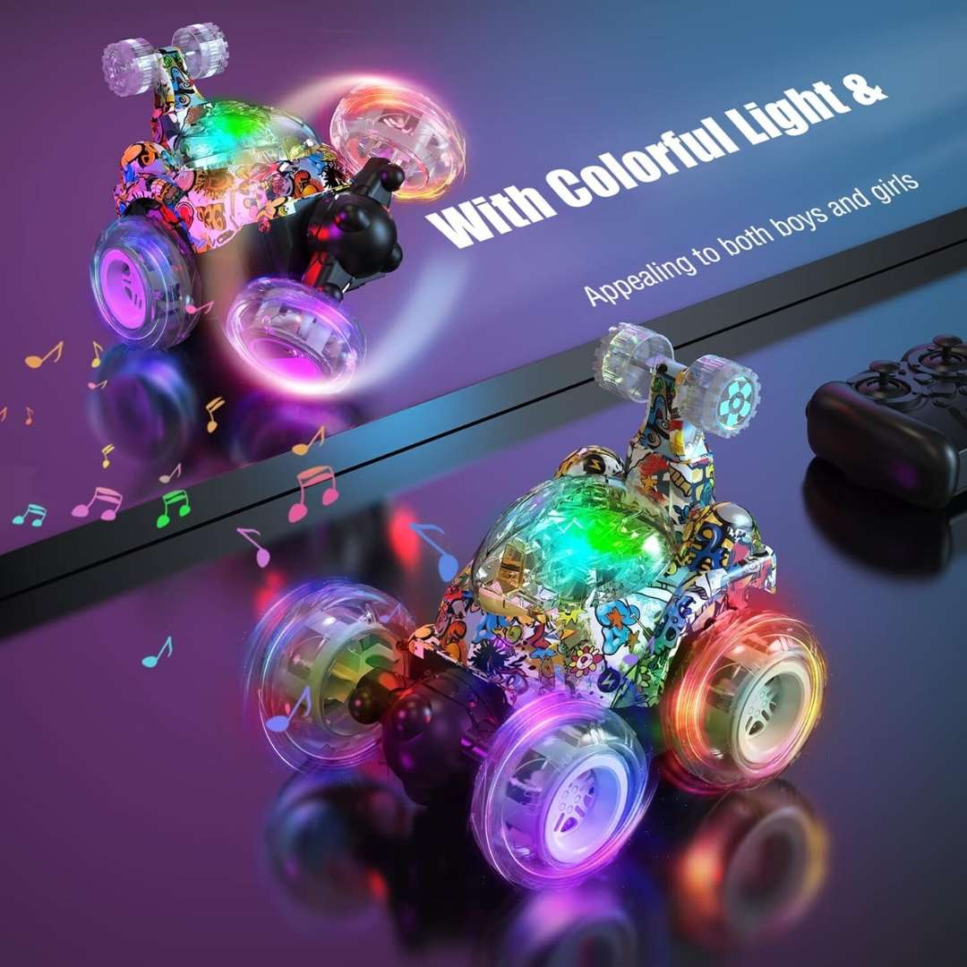 Remote Control Stunt Rolling Car With Lights