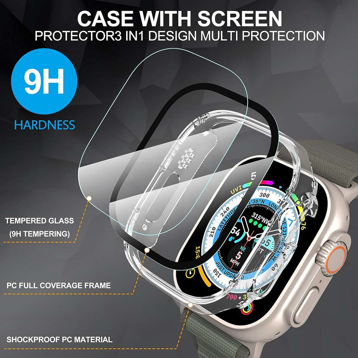 Clear TPU 3D Bumper Case for Apple Watch Ultra - 49mm