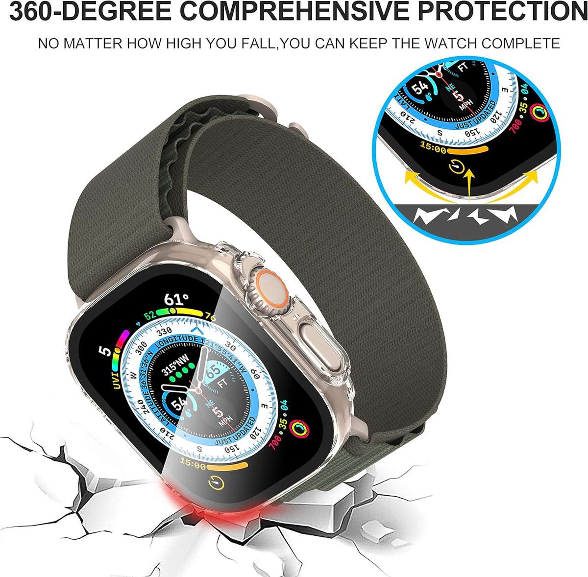 Clear TPU 3D Bumper Case for Apple Watch Ultra - 49mm