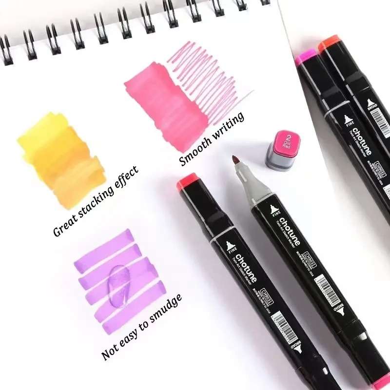 Dual Tip Head Colouring Marker Pen Set With Carry Bag 80s