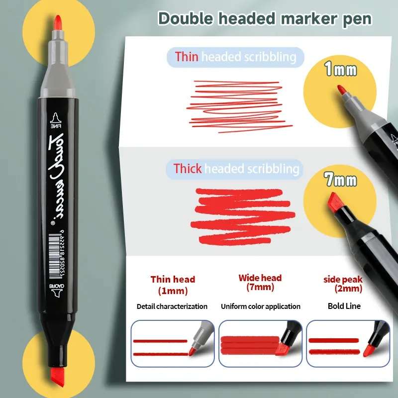 Dual Tip Head Colouring Marker Pen Set With Carry Bag 80s