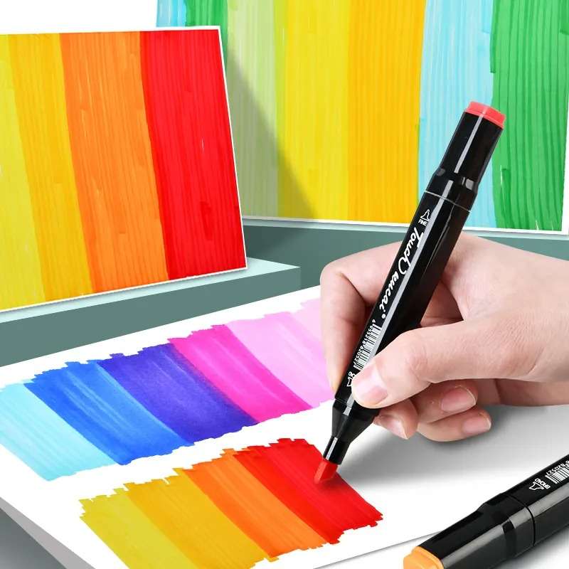 Dual Tip Head Colouring Marker Pen Set With Carry Bag 80s