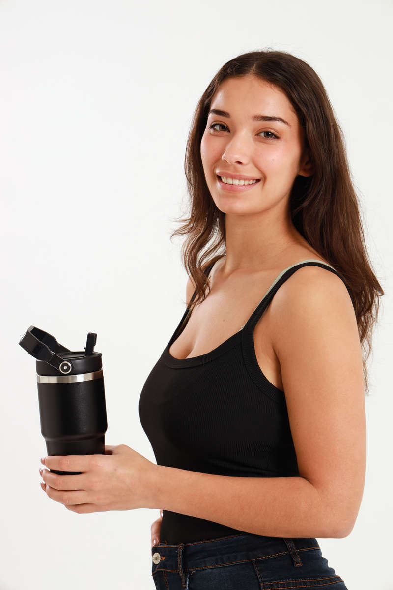 Thermos Vacuum Double Wall Stainless Steel Travel Flask Cup 600ml