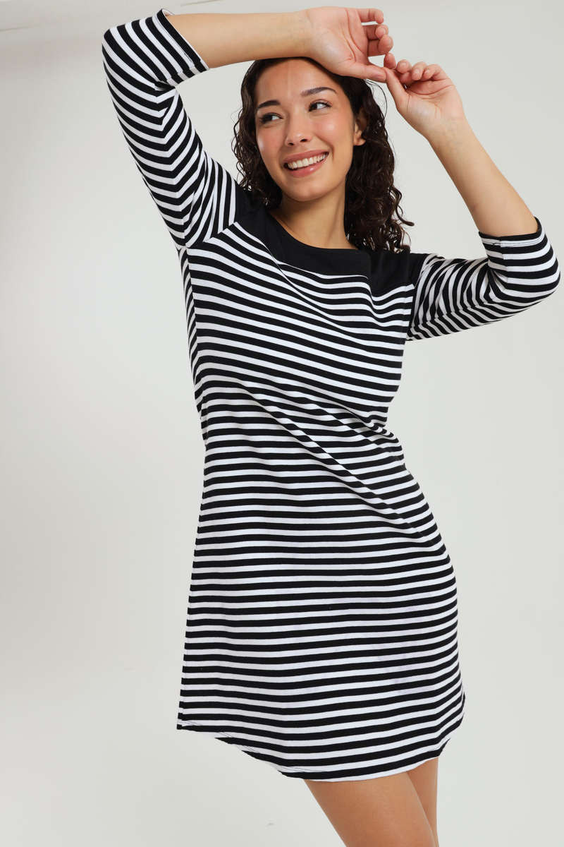 Cassidy 3/4 Sleeve Knee Length Striped Evening or Office Dress
