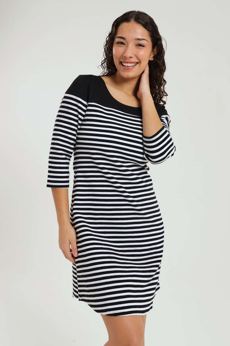 Cassidy 3/4 Sleeve Knee Length Striped Evening or Office Dress