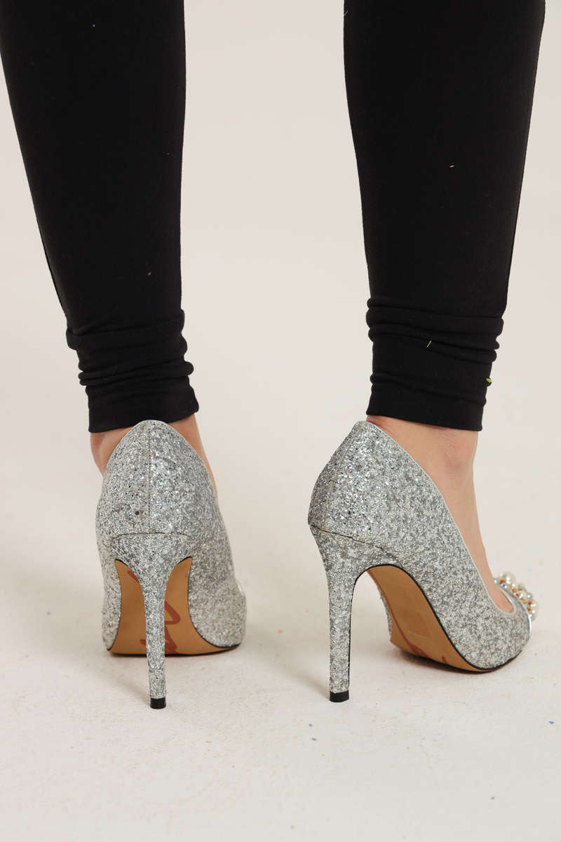 Karl Lagerfeld Silver Pointy High Heels Stiletto