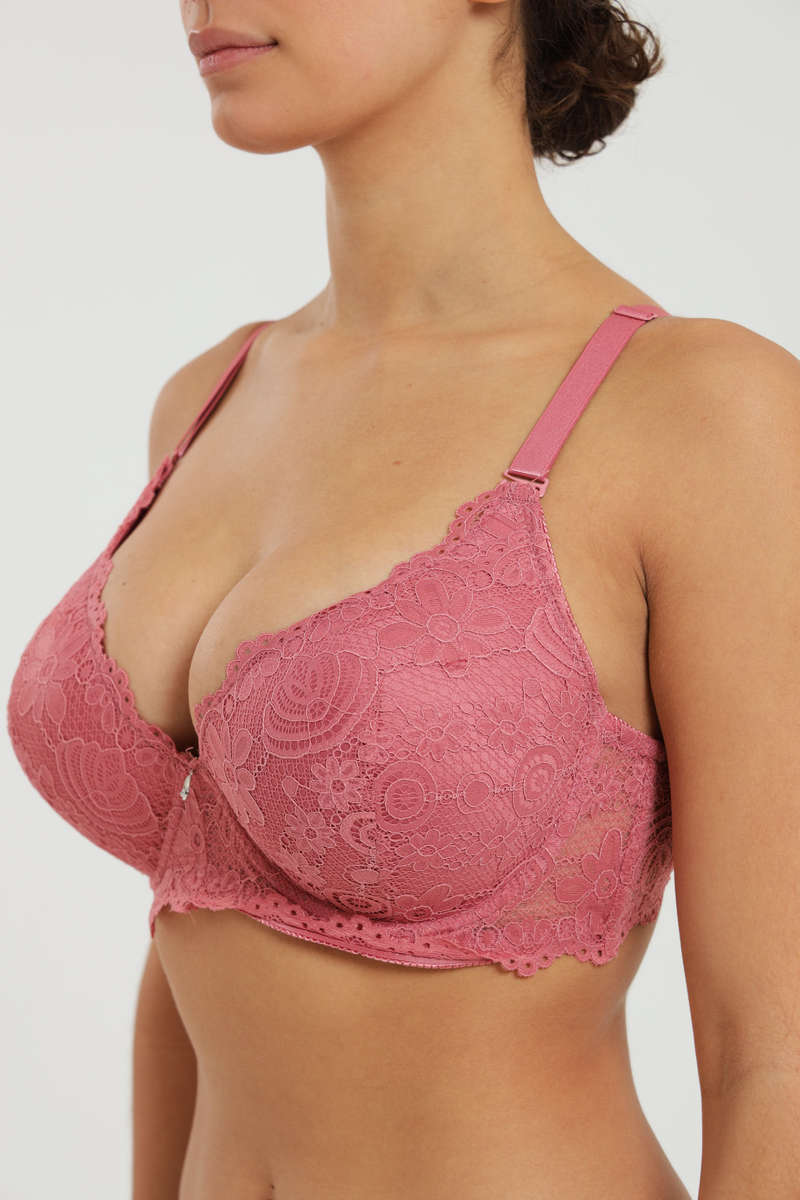Ladies Plus Size Lace Push Up Underwire Padded Bra For Large Breast 36DD to 44DD
