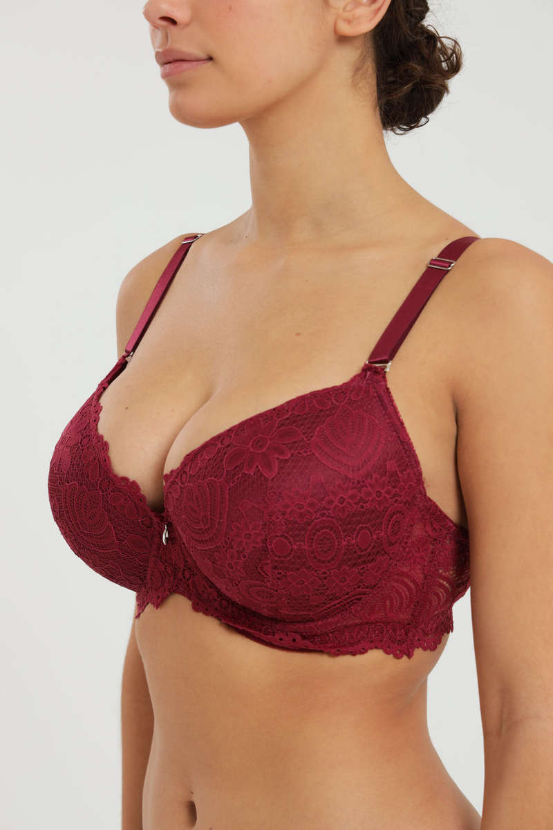 Ladies Plus Size Lace Push Up Underwire Padded Bra For Large Breast 36DD to 44DD