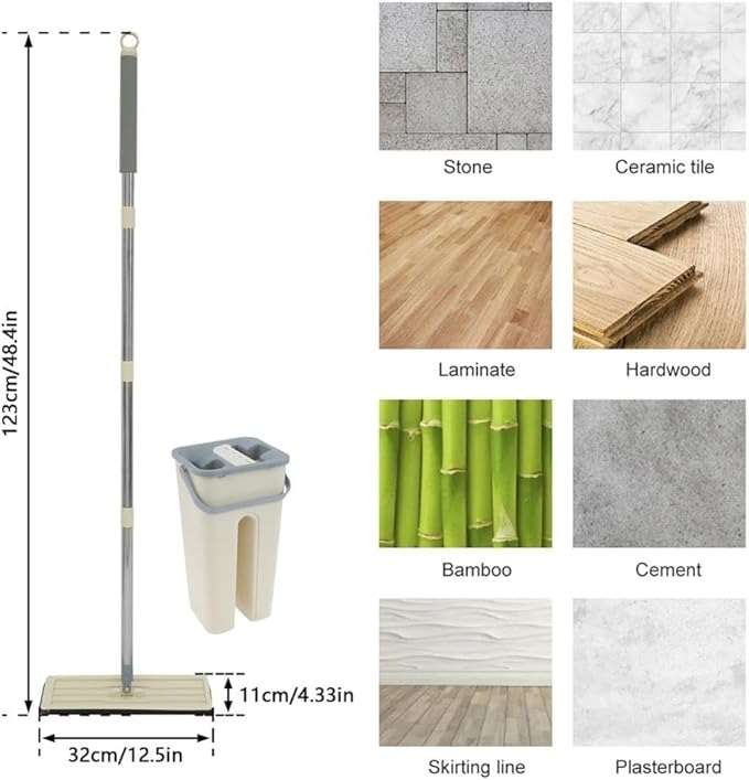 Senza 2 IN 1 Microfiber Scratch Mop Bucket Set with 2 Cloths