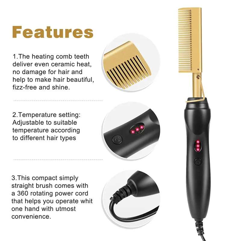 Senza Hot Comb - Electric Straightening Hot Comb for Hair and Wigs