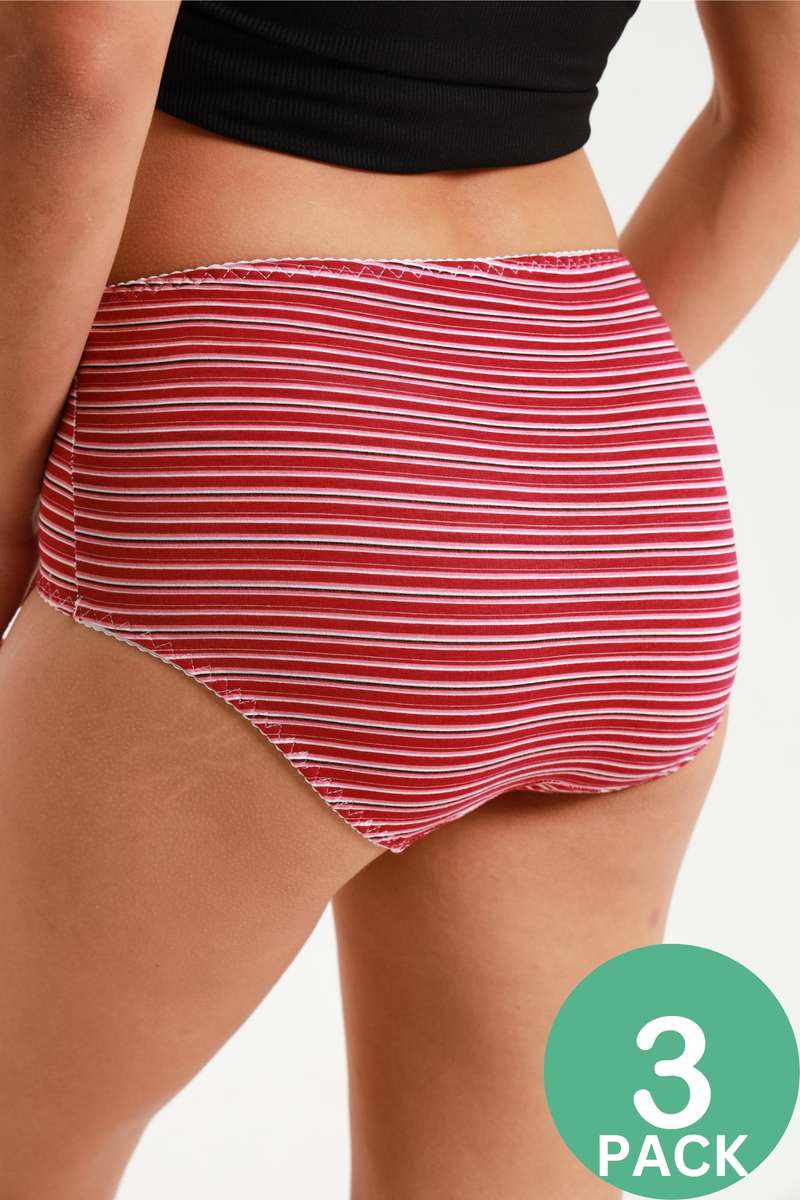 Ladies Fantasy 3 Pack Cotton Spandex Everyday Brief Panties