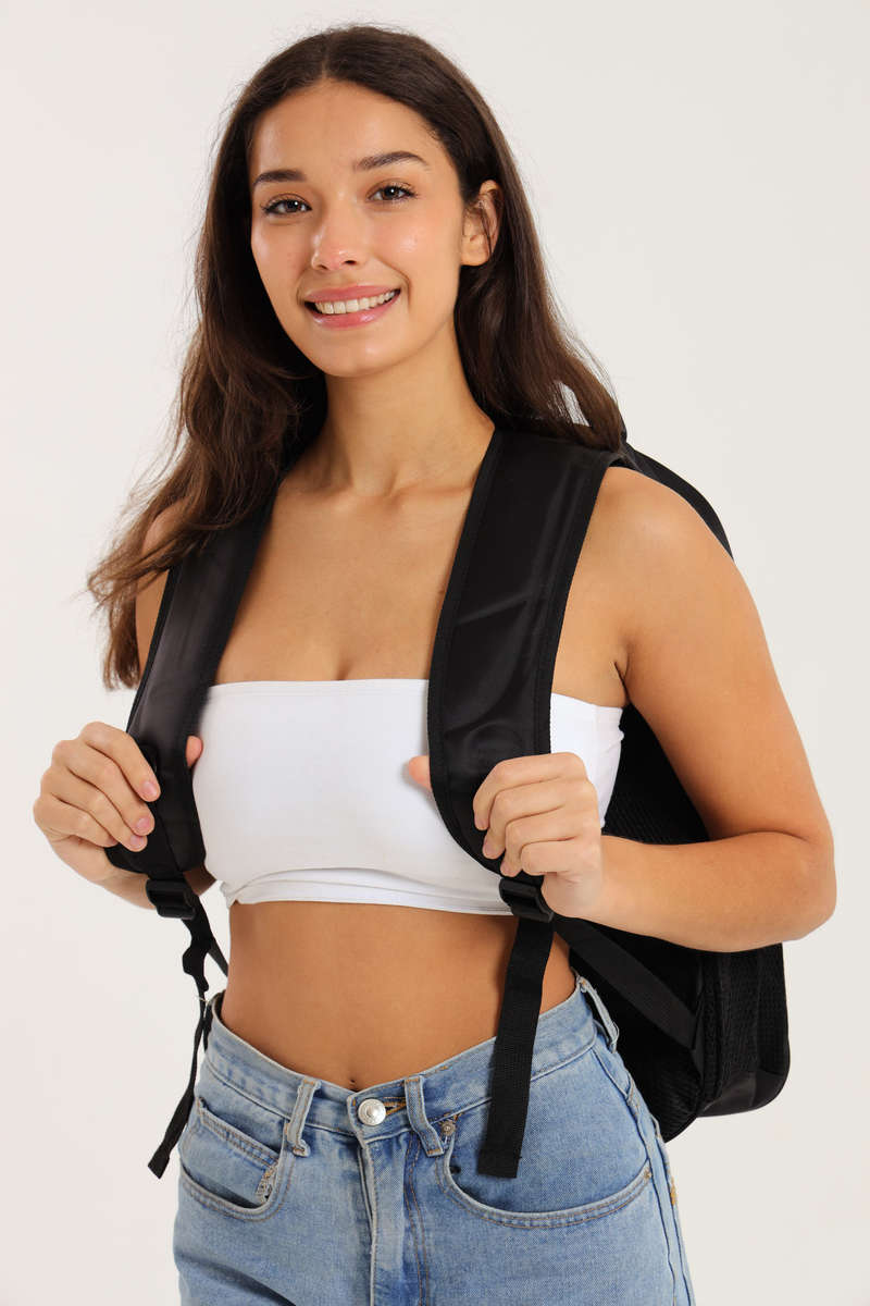 PRASDOS Maxi Backpack Black School Bag - Travel Bag 60cm X 40cm With Multiple Compartments &amp; ...